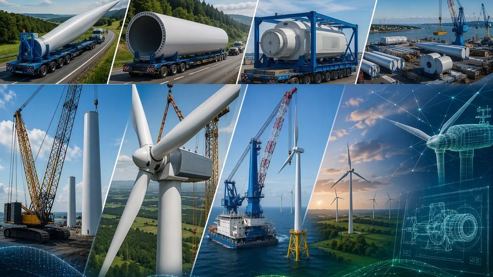 Blade transport, harbour operations and offshore installation